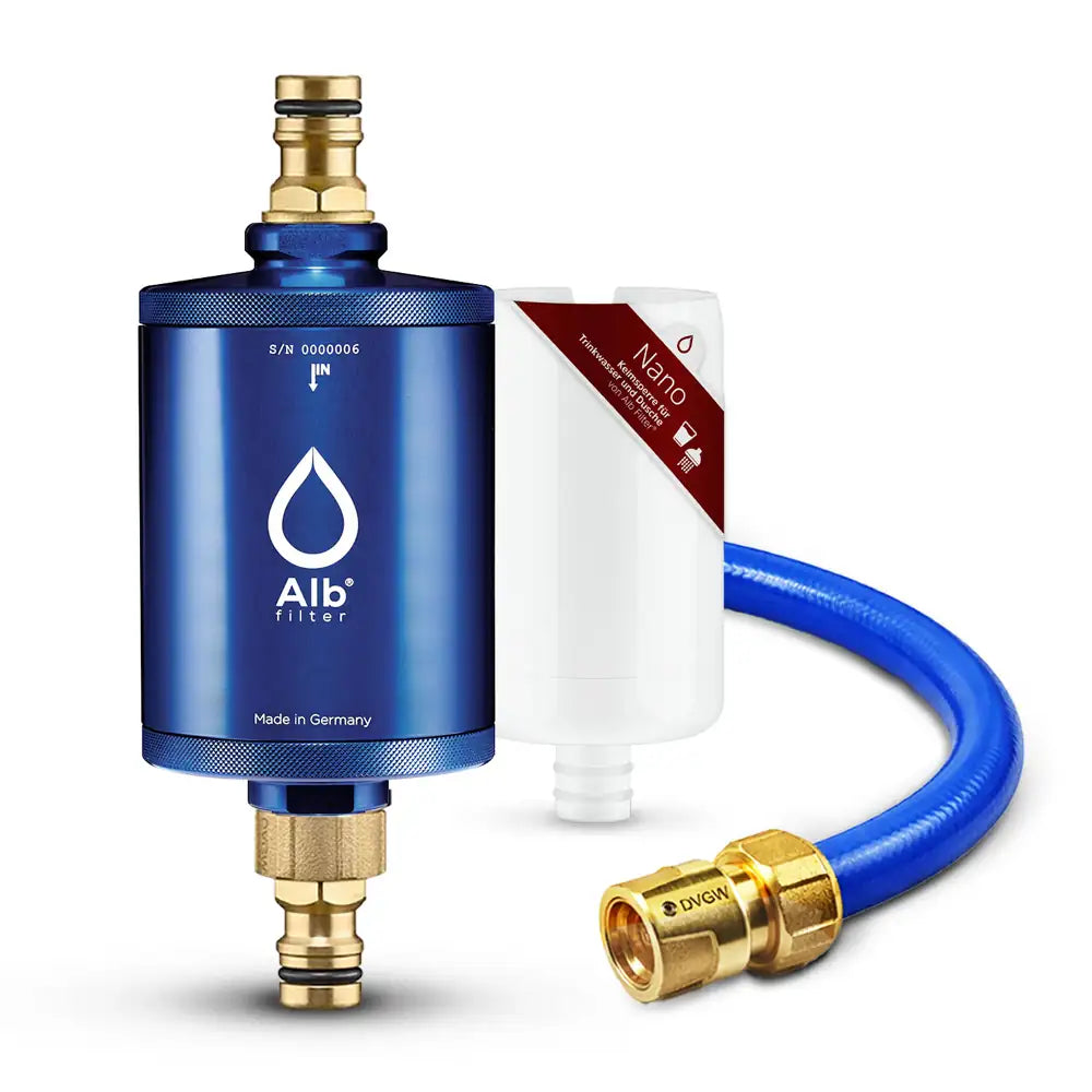 Produktbild Alb Filter Mobil Aluminium Blau mit Kartuschen und Schlauch