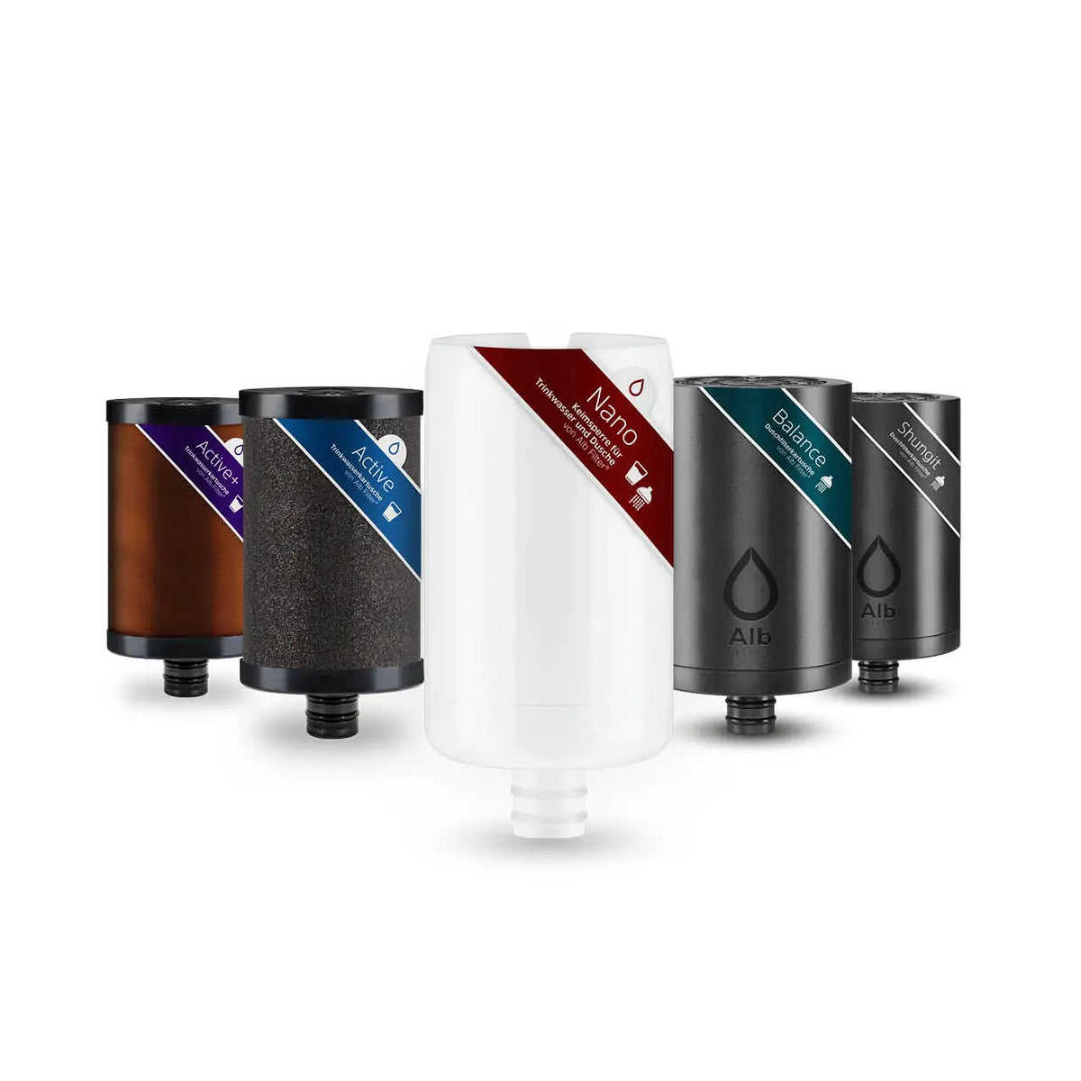 Fünf Alb Filter Wasserfilter-Kartuschen für das Spar-Abo mit 10 % Rabatt ab der ersten Bestellung und versandkostenfreier Lieferung.