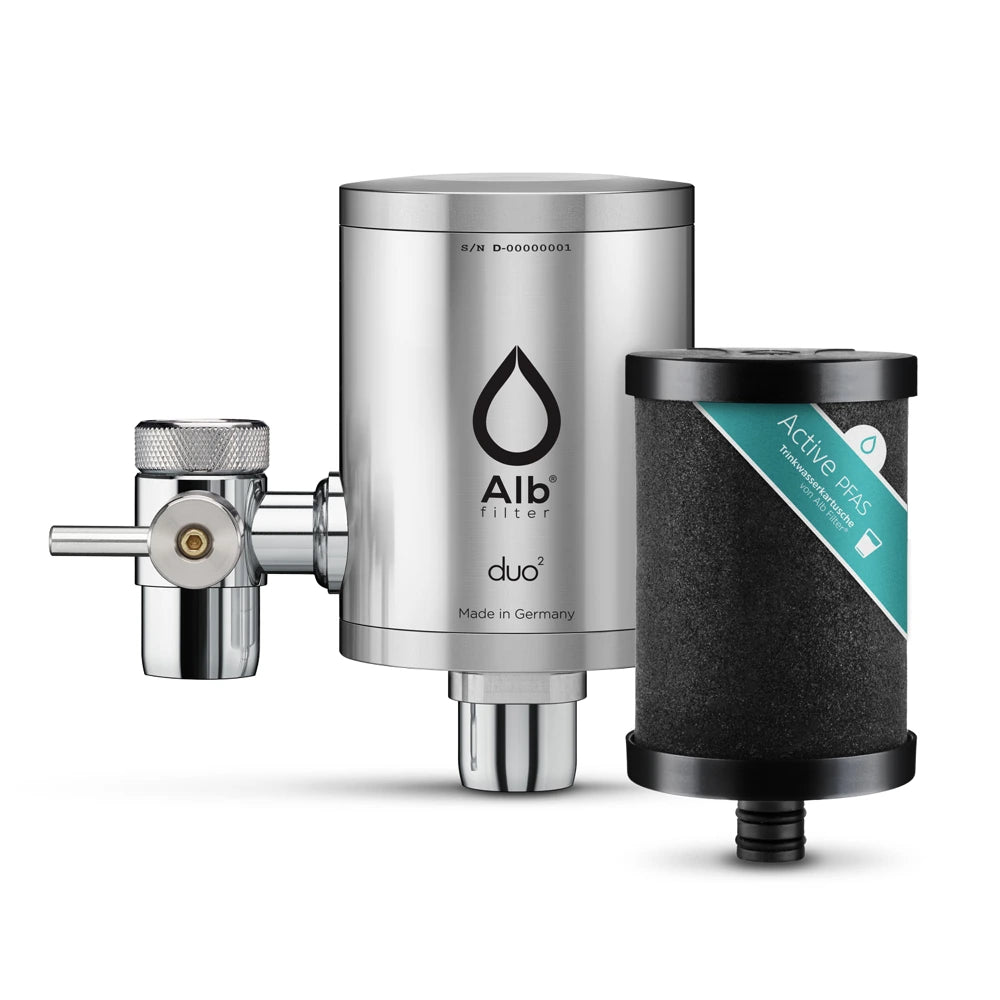 Alb Filter Duo Active PFAS – Wasserhahnfilter aus Edelstahl mit Active PFAS Kartusche