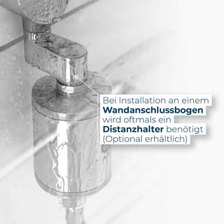 Alb Duschfilter an einer Unterputzarmatur mit optionalem Distanzhalter