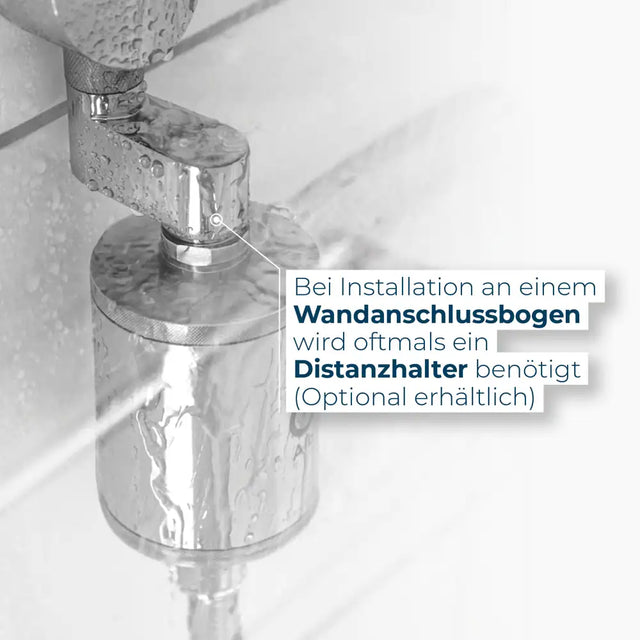 Alb Duschfilter an einer Unterputzarmatur mit optionalem Distanzhalter