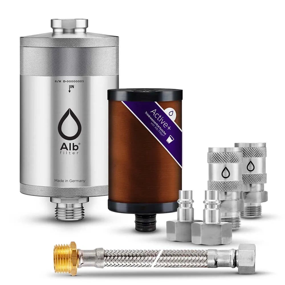 Alb Filter - Trinkwasserfilter Active Plus Edelstahl / Anschluss-Set: Schnellkupplung / mit Protect