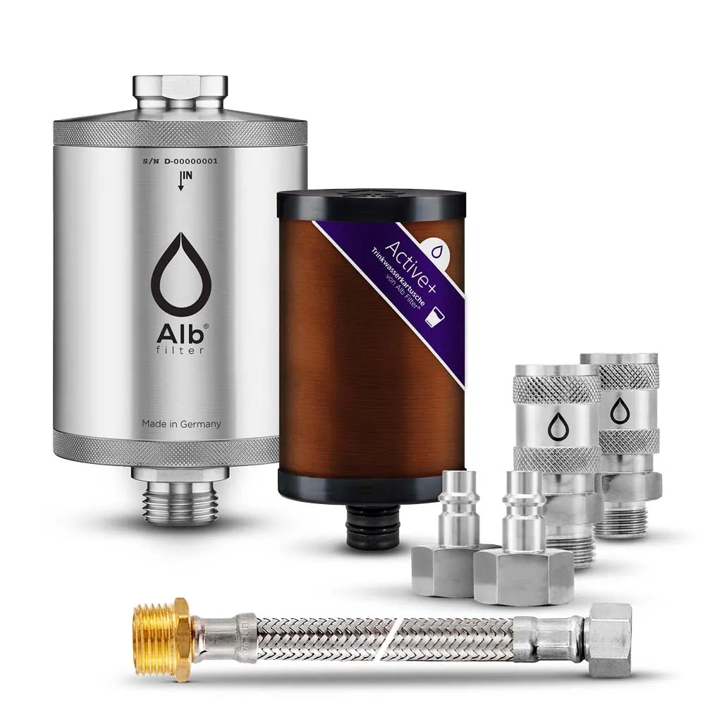 Alb Filter - Trinkwasserfilter Active Plus Edelstahl / Anschluss-Set: Schnellkupplung / ohne Protect