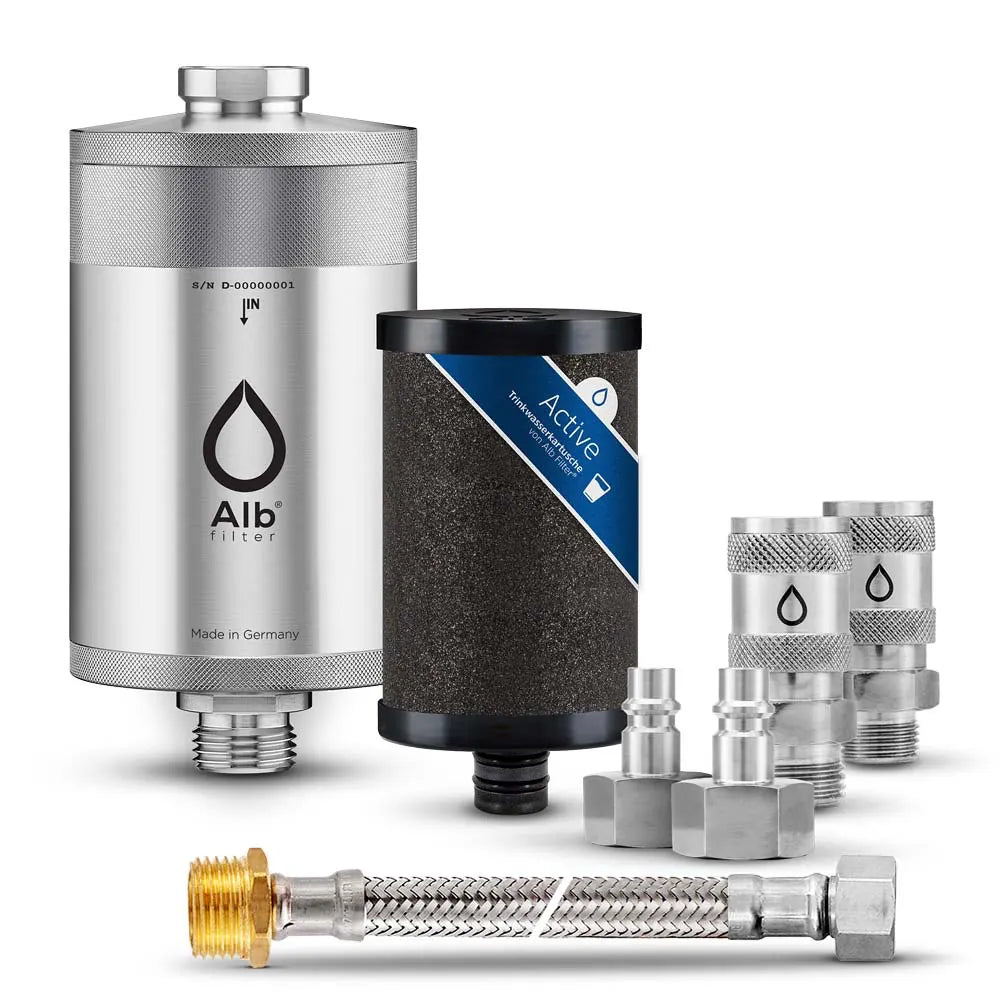 Alb Filter - Trinkwasserfilter Active Edelstahl / Anschluss-Set: Schnellkupplung / mit Protect