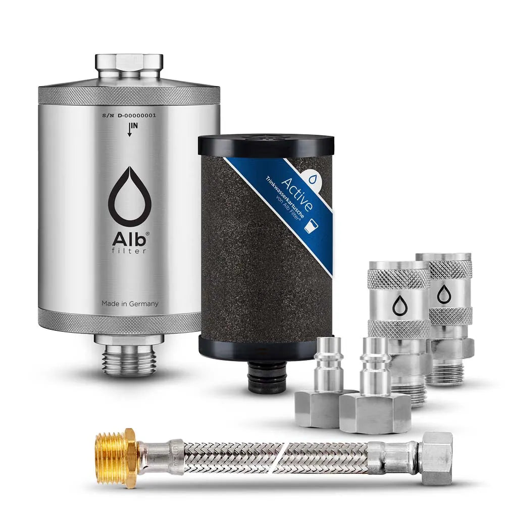Alb Filter - Trinkwasserfilter Active Edelstahl / Anschluss-Set: Schnellkupplung / ohne Protect