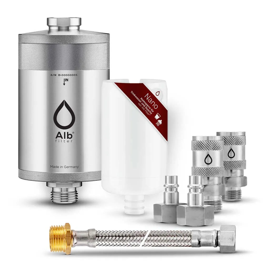 Alb Filter - Trinkwasserfilter Nano Edelstahl / Anschluss-Set: Schnellkupplung / mit Protect