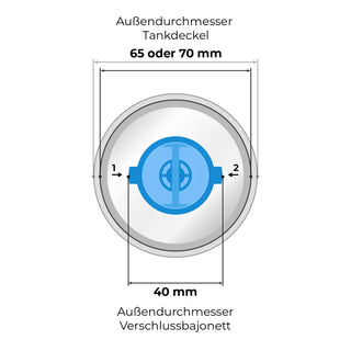 Graphic Fiamma interchangeable adapter with dimensions