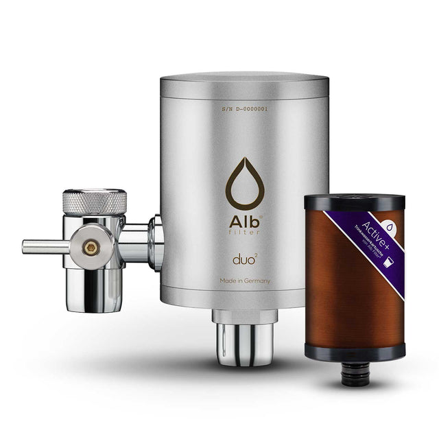 Duo tap filter in matt stainless steel with filter cartridge