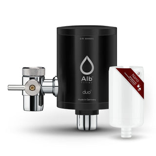 Duo stainless steel tap filter with nano germ barrier in black