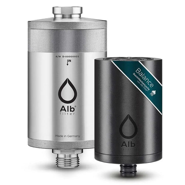 Alb shower filter Balance in stainless steel color and Protect module