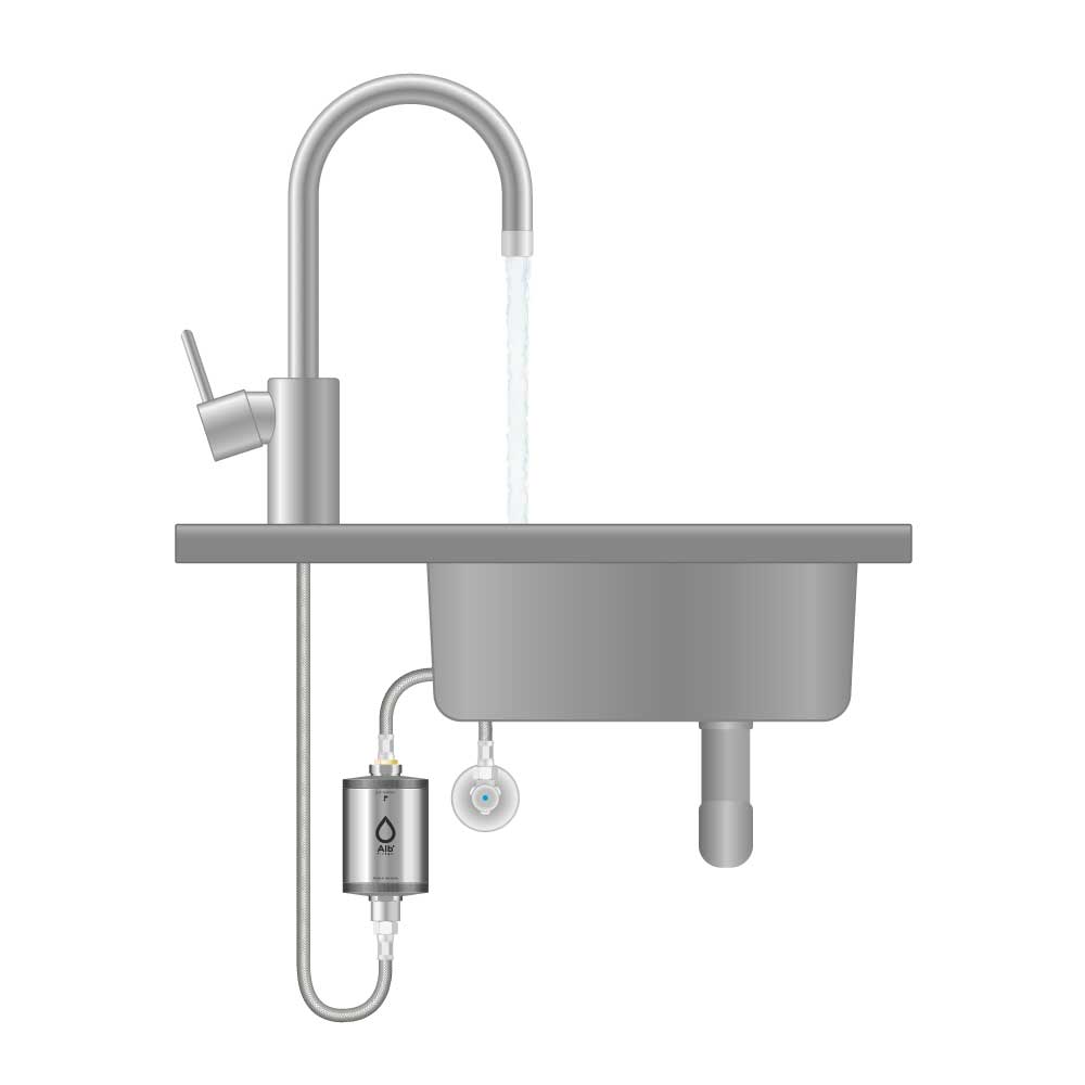 Wasserfilter Anschluss am Eckventil - Illustration