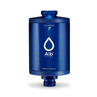 Water filter housing without filter cartridge made of metal in blue