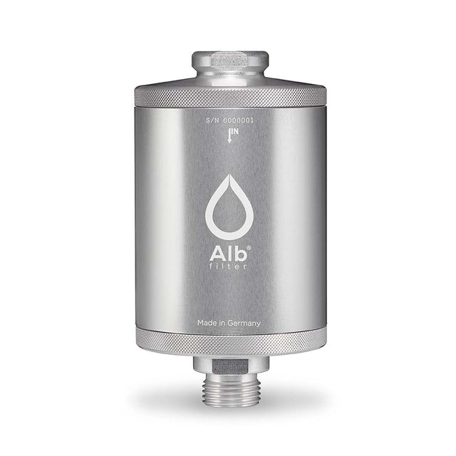 Water filter housing without filter cartridge made of metal in silver