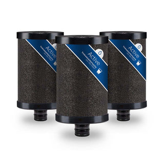 3-pack Active filter cartridge. Sintered block activated carbon with biopolymer holders