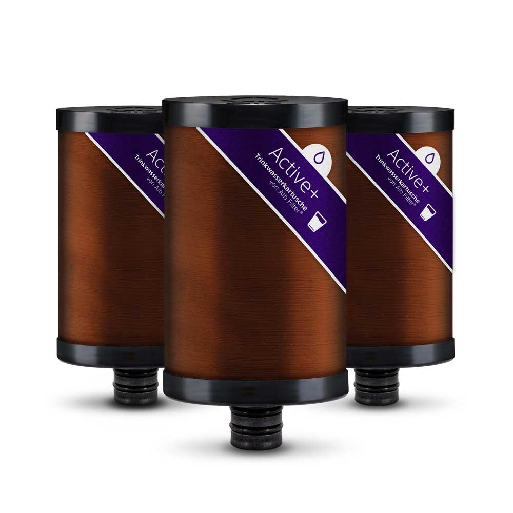 3er Pack Active Plus Filterkartusche. Polymer Kartusche mit Aufnahmen aus Biopolymeren