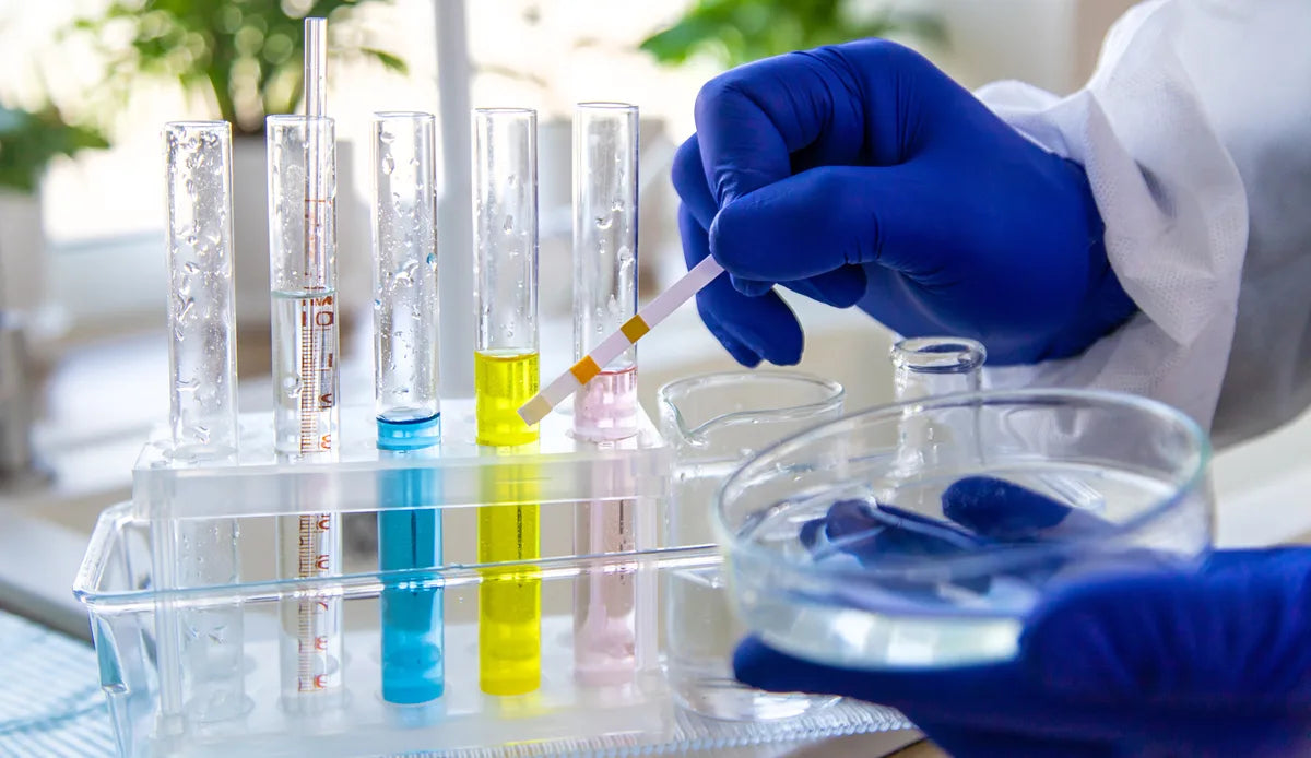 Leitungswasserproben für die Laboranalyse auf Bakterien und Keime wie Legionellen und E. coli.