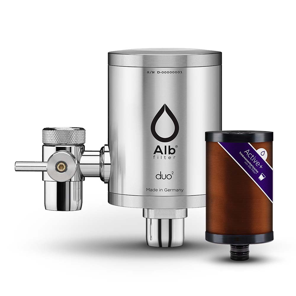 Die Alb Filter Duo Kartusche Active Plus, eine Aktivkohle-Filterkartusche für Trinkwasserfilter von Alb Filter.