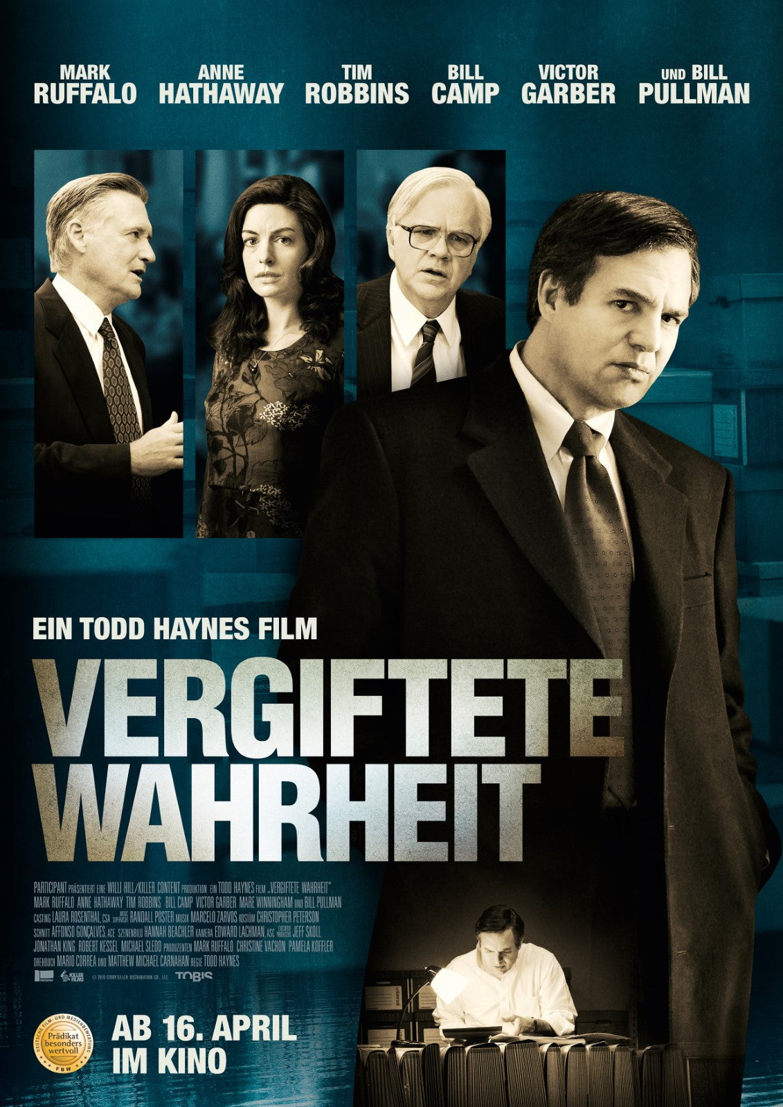 Bildmotiv zum Kinofilm „Dark Waters – Vergiftete Wahrheit" über den PFOA-Wasserskandal, der Hintergrund für die im Ratgeber zitierte Blutstudie ist.